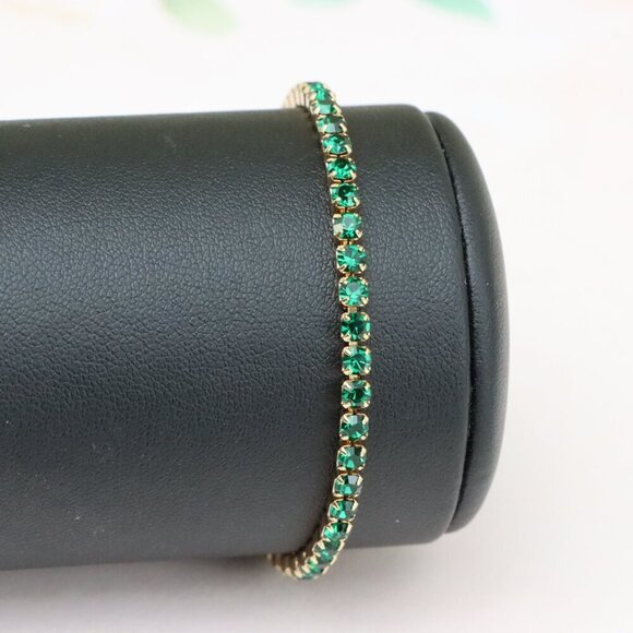 "Rose Gold Tennis Bracelet with Green Stones, XPBL0782 - Picture 7 of 12